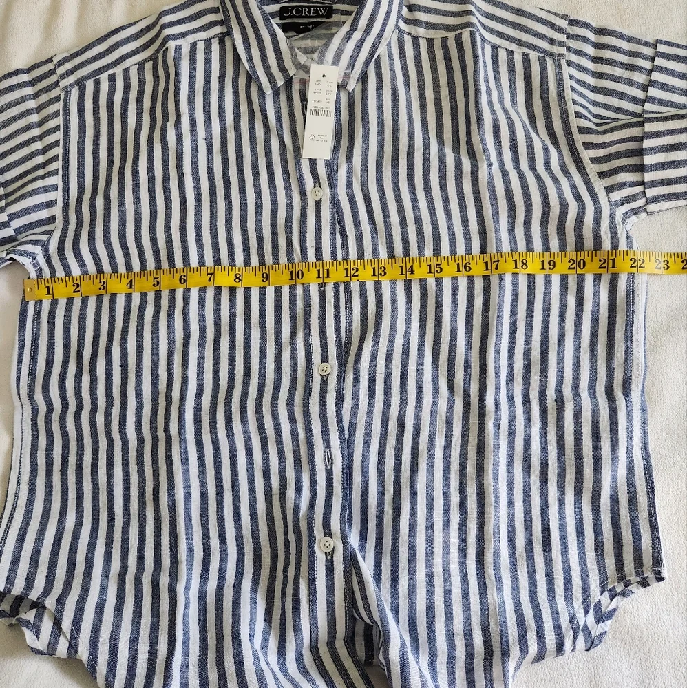J. Crew Women's Capitaine shirt in striped Baird McNutt Irish linen Size XS - Picture 5 of 8
